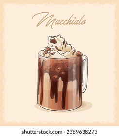 vector sketch illustration of macchiato coffee