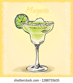 vector sketch illustration of margarita cocktail