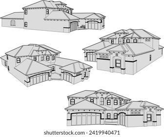 Vektorgrafik-Illustration des mediterranen Kolonialkonzepts "House View Design"