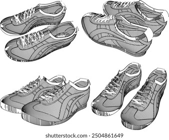 Vector sketch illustration of men's sneaker sandal design for walking and sports