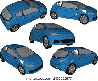 Vector sketch illustration of a mini citycar design for a small family