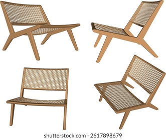 vector sketch illustration of minimalist ethnic traditional modern interior lounge chair furniture design