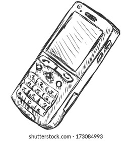 vector sketch illustration - mobile phone