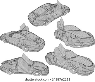 Vector sketch illustration of modern advanced racing sports car design