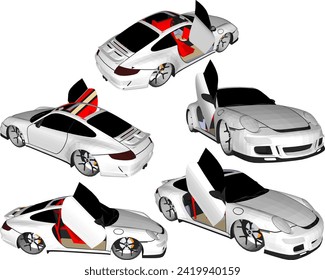 Vector sketch illustration of modern advanced racing sports car design