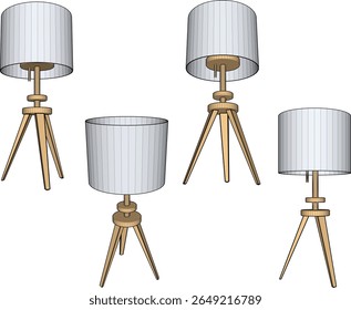 ilustração de esboço vetorial do design moderno da lâmpada de mesa étnica tradicional 