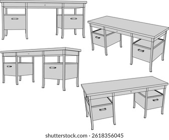 vector sketch illustration of modern minimalist interior table furniture design