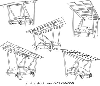 Vector sketch illustration of modern simple car garage design