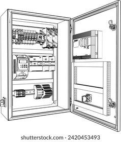 Vector sketch illustration of multi-storey building apartment hotel electrical panel design