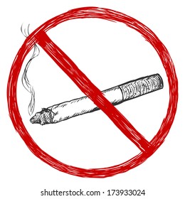 vector sketch illustration - no smoking sign