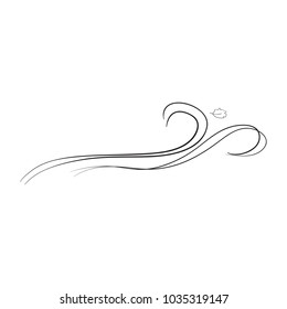 Vector sketch illustration of an object of nature. Outline hand drawing element of a gust of wind