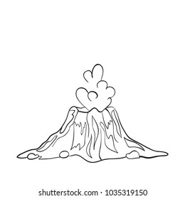 Vector sketch illustration of an object of nature. Outline hand drawing element of a volcano or geyser. Hot lava 