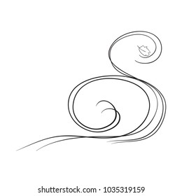 Vector sketch illustration of an object of nature. Outline hand drawing element of a gust of wind