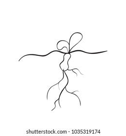 Vector sketch illustration of an object of nature. Outline hand drawing plant