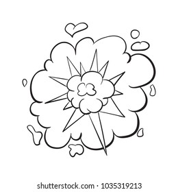 Vector sketch illustration of an object of nature. Outline hand drawing element of an explosion