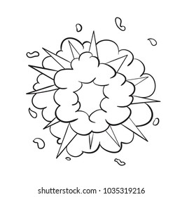 Vector sketch illustration of an object of nature. Outline hand drawing element of an explosion