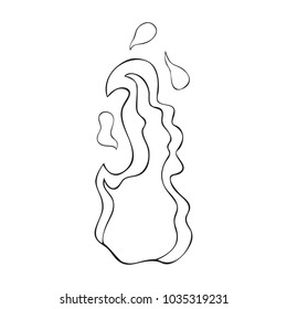 Vector sketch illustration of an object of nature. Outline hand drawing element of fire