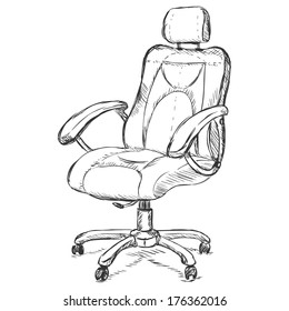 vector sketch illustration - office armchair