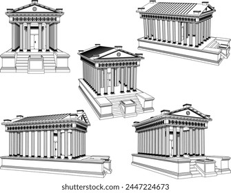 Vector sketch illustration of old classic vintage roman greek sacred temple design