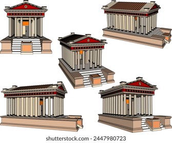 Vector sketch illustration of old classic vintage roman greek sacred temple design