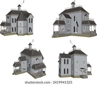 Vector sketch illustration of old haunted wooden house design for halloween celebration