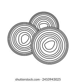 dibujo vectorial ilustración de cebolla cortada con anillos, boquilla vegetal aislada en blanco