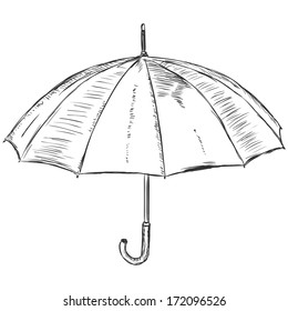 vector sketch illustration    open umbrella