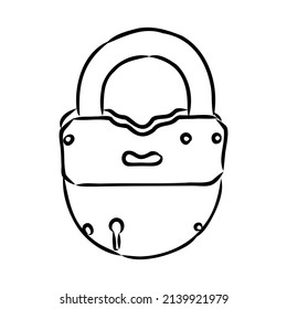 vector sketch illustration - padlock padlock vector illustration