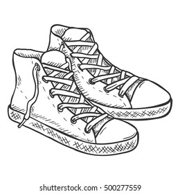 Vector Sketch Illustration - Pair of Casual Gumshoes