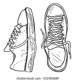Vector Sketch Illustration - Pair of Casual Gumshoes