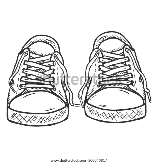 Vector Sketch Illustration Pair Casual Gumshoes Stock Vector (royalty 