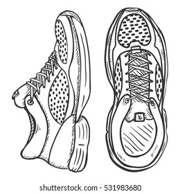 Vector Sketch Illustration - Pair of Running Shoes