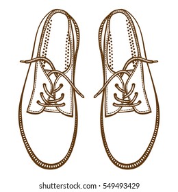 Vector Sketch Illustration, Pair of Skaters Shoes. Top View.