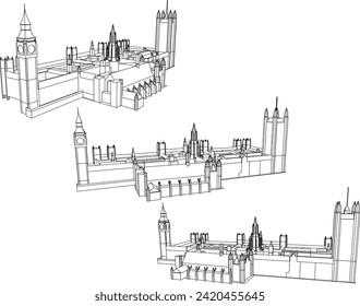 Vector sketch illustration of palace castle building design