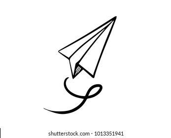vector sketch illustration paper plane