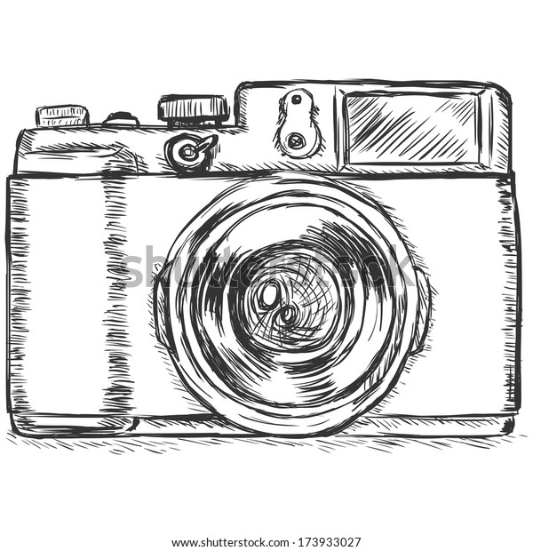 Vector Sketch Illustration Photo Camera Stock Vector (Royalty Free ...