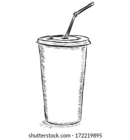 vector sketch illustration - plastic cup