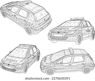 Vector sketch illustration of a police car
