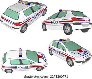 Vector sketch illustration of a police car