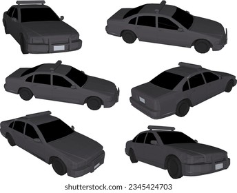 Vector sketch illustration of a police car with a siren above