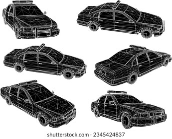Vector sketch illustration of a police car with a siren above