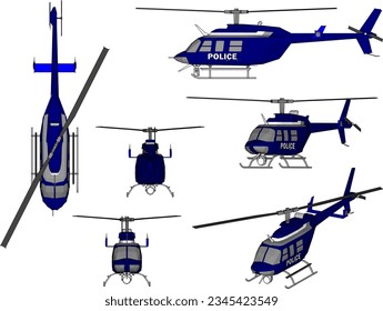 Vector sketch illustration of a police helicopter design for air patrol