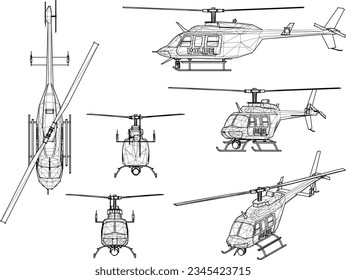 Vector sketch illustration of a police helicopter design for air patrol