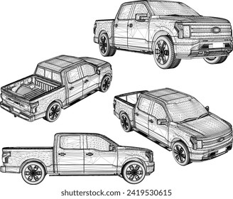 Vector sketch illustration of premium pickup car design