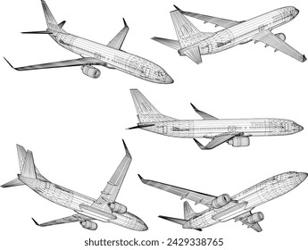 Vector sketch illustration of private jet airplane vehicle design