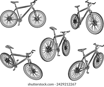 Vector sketch illustration of racing mountain bike design