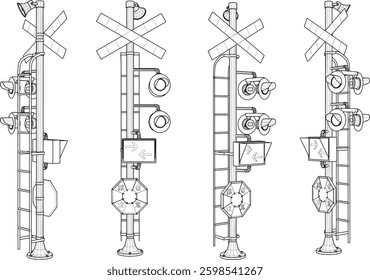 vector sketch illustration of railway stop warning sign design