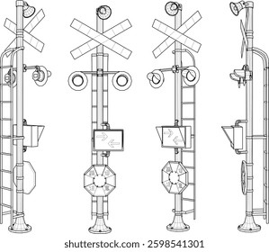 vector sketch illustration of railway stop warning sign design