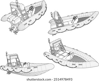 Vektorskizze Illustration von Rettungs-Gummiboot-Design für Katastrophe 