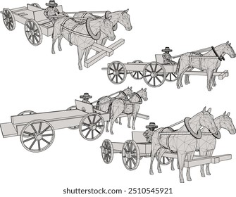 Vector sketch illustration of rustic ethnic vintage classic old freight transportation train design